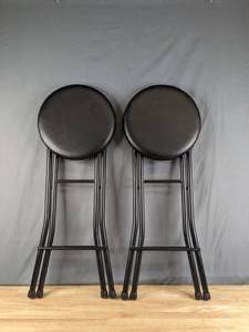lot 369 image: Pair of Black Cosco Folding Bar Stools - Q