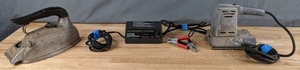 lot 417 image: Power House 2.2AMP Sander, Steam-O-Matic Iron, & Speedcharge Battery Charger - V