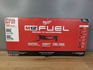 lot 38 image: Brand New Milwaukee M12 FUEL 12-Volt Lithium-Ion Cordless Oscillating Multi-Tool Kit with 4.0 Ah Battery, Charger, Accessories and Tool Bag - T