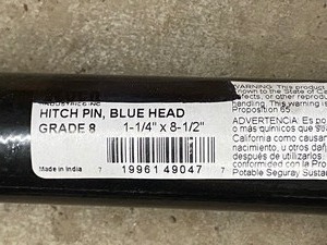 (2) New 1.25 x 8.5 Blue Head Grade-8 Hitch Pins