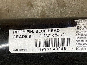 (2) New 1.5 x 8.5 Blue Head Grade-8 Hitch Pins