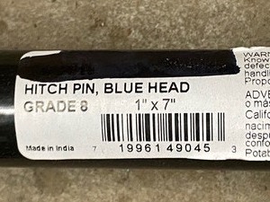 (2) New 1 x 7 Blue Head Grade-8 Hitch Pins