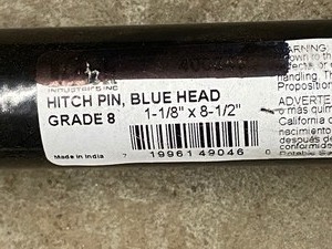 (2) New 1 18 x 8.5 Blue Head Grade-8 Hitch Pins