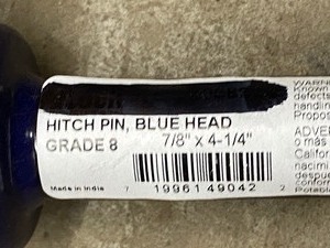 (2) New 78 x 4.5 Blue Head Grade-8 Hitch Pins