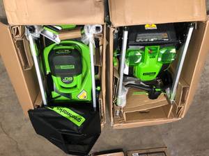 Lot of 2 GreenWorks 21 60 V Battery Lawn Mowers (no battery or charger) Customer Returns review pictures new