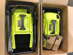 Lot of 2 (11 amp 13 inch Ryobi Lawn Mowers) tool only review all pictures Customer Returns