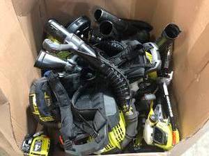 Lot of assorted Ryobi Tools (contains green trimmers, pressure washers, backpack blower etc.) open box review all pictures various conditions