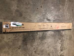 FLEXIMOUNTS Black Adjustable Height Overhead Garage Storage Rack (96 in W x 48 in D) (good condition) review all pictures