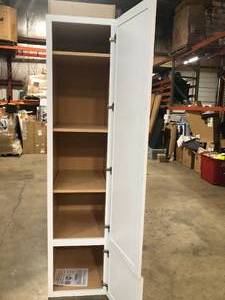 Hampton Bay Courtland Shaker Assembled 18 in. x 84 in. x 24 in. Stock Pantry Kitchen Cabinet in Polar White Finish (good condition) review all pictures
