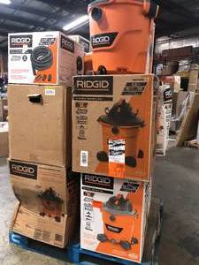 Mixed pallet of assorted Ridgid Shop Vacuums (various models and conditions) review all pictures