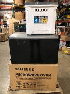 Pallet of Mixed Home Appliances (Magic Chef Fridge, Igloo Ice Cooler, Samsung Microwave Oven etc.) review all pictures various conditions