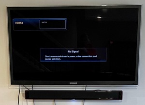 Samsung 54 Inch TV, Sound Bar and Subwoofer Grouping