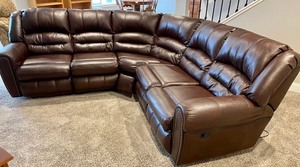 Gorgeous Brown Leather Sectional with Ottoman