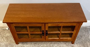 Media Console Table with Glass Front Doors