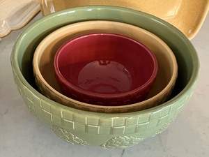 Variety of Colorful Kitchen Wares Trays and Mixing Bowls