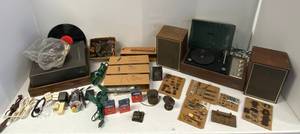 Vintage record players, resistors, microphones, electric components and more
