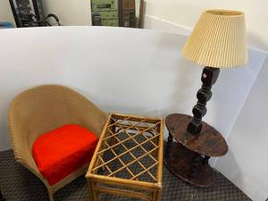 Wood lamp chair and table