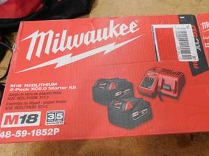 Milwaukee M18 18-Volt Lithium-Ion XC Starter Kit with (2) 5.0Ah Batteries, Charger & Contractor Bag