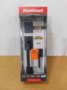 Kwikset San Clemente Matte Black Single Cylinder Low Profile Door Handleset with Halifax Handle Featuring SmartKey Security