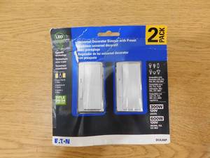 2 Pack Eaton  Eaton Universal Dimmers Single-Pole  LED Slide Light Dimmer, White
