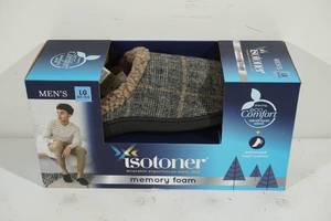 lot 38 image: NEW Isotoner Memory Foam Slippers - Mens Large