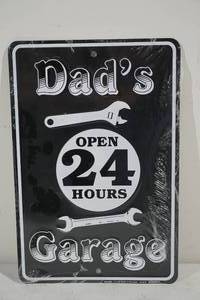 lot 77 image: NEW Novelty Dads Garage Metal Sign