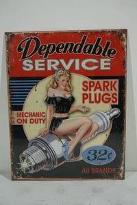 lot 69 image: NEW Novelty Dependable Service Metal Sign