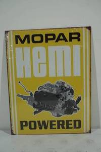 lot 73 image: NEW Novelty Mopar Hemi Powered Metal Sign