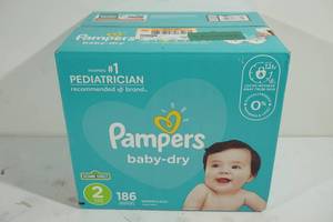 lot 54 image: Pampers Baby-Dry Size 2 Diapers - 186 Count