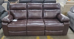 lot 101 image: Abbyson - Clayton Leather Reclining Sofa