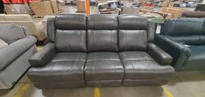lot 103 image: Elliot Leather Power Reclining Sofa, Dark Brown