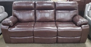 lot 113 image: Abbyson - Soldano Leather Reclining Sofa, Dark Brown