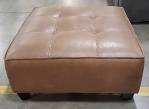 lot 125 image: Abbyson - Wallingford Top Grain Leather Ottoman, Camel
