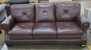 lot 126 image: Abbyson - Atmore Leather Sofa, Brown