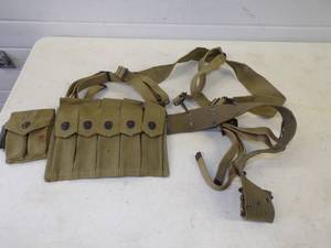 lot 44 image: Military Ammo Belt, Pouch, and Y Straps