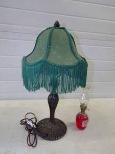 lot 74 image: Lamp and Vintage Kerosene Lamp