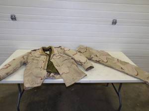 lot 108 image: Brown Military Camo Coat and Pants