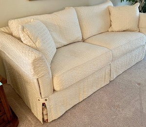 lot 52 image: Floral Sofa with Cream Colored Sofa Cover