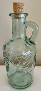 lot 40 image: 3 Decorative Green Glass Bottles