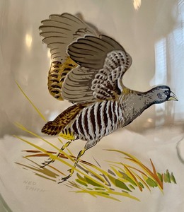 lot 42 image: Pitcher Adorned with Ned Smith Bird Art