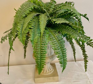 lot 29 image: Cement Urn with Faux Ferns