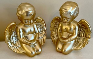 lot 26 image: Golden Baldwin Candleholders and Angels