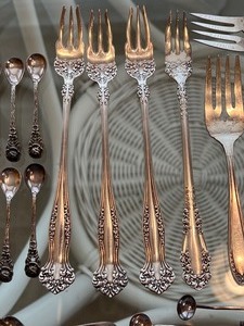 lot 84 image: Vintage Utensils including Sterling Silver Salt Spoons