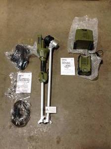 lot 45 image: Green Machine 62V Cordless Battery 16in. String Trimmer Cut Swath Brushless Motor with Auto-wind spool and 2.5 Ah Battery and Charger (good condition) review all pictures
