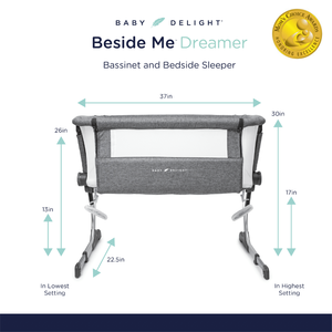 lot 66 image: Beside Me Dreamer Bassinet & Bedside Sleeper  Charcoal Tweed