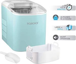 lot 174 image: Igloo ICEB26AQ Automatic Portable Electric Countertop Ice 26 Pounds in 24 Hours, 9 Ice Cubes Ready in 7 Minutes,