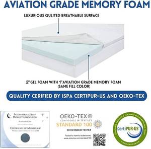 lot 125 image: 3 Inch Cool Gel Memory Foam Mattress Topper wRemovable Cover, King