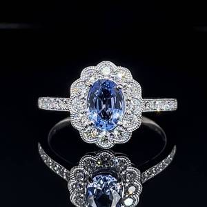 lot 14 image: Amazing Blue Natural 1.00ct. Oval Sapphire in New 18k White Gold Diamond Ring (Dia. VS-GH) $4450 Retail VIDEO