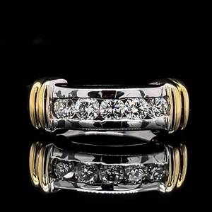 lot 19 image: Classic Sophistication 0.50ctw Diamond 5-Stone Channel Band Estate Ring in 14k Two-Tone Gold $2700 Retail VIDEO