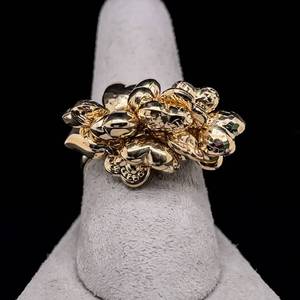 lot 44 image: Gorgeous Cluster of Hearts Diamond-Cut Heart Puffed Charm Bouquet Ring, Each Dangling and Moving $2450 Retail